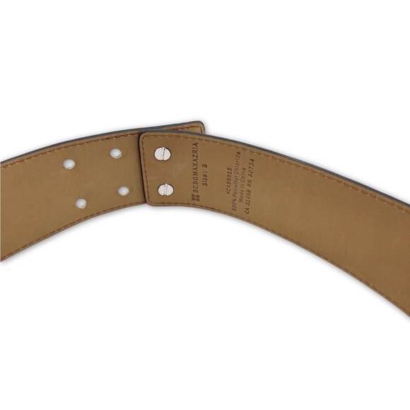 BCBGMAXAZRIA Cream/Ivory Croc Butterfly Front Vegan Leather Waist Belt Size S main image 6